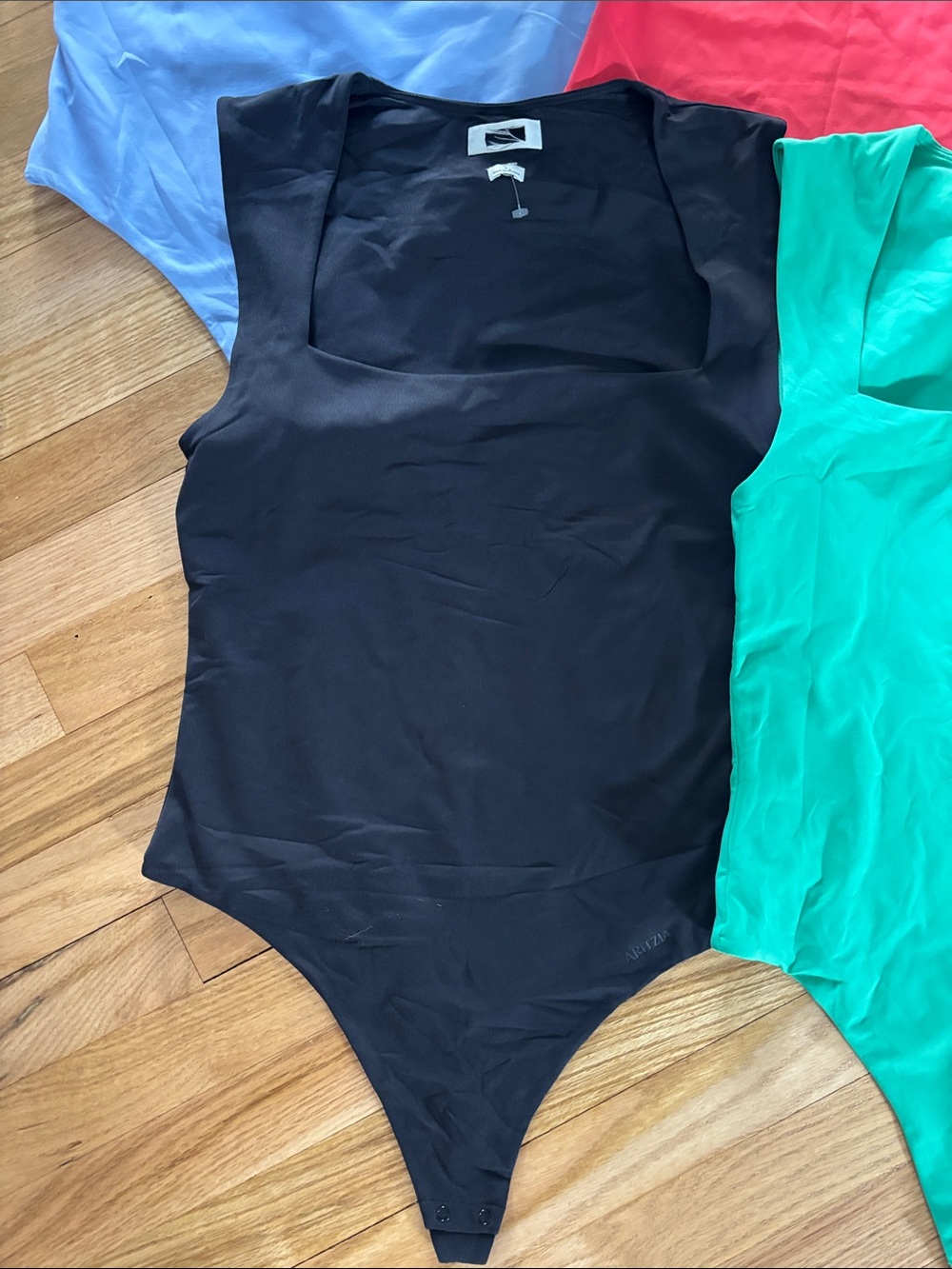 Aritzia NWOT Contour Esteem 4 Squareneck Bodysuits - Blue, Black, Green, Red - Picture 3 of 11